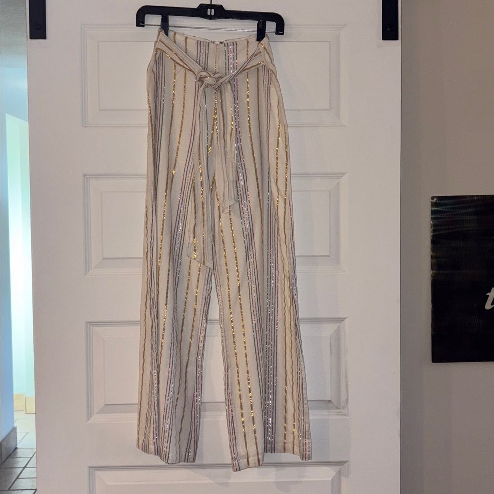 Tularosa Sydney Metallic Rainbow Stripe Wide Leg Pant
